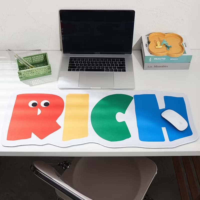 OOK電競游戲滑鼠墊RICH超大辦公桌墊可愛滑鼠墊