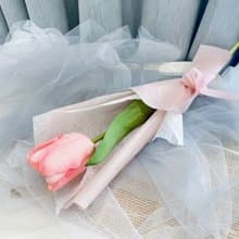 永恆不變 粉色擬真鬱金香 單支花束 生日 情人節 擬真花 居家擺飾