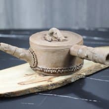 【送禮好物】竹節仿生側把壺 純手捏壺 陶作家葉佳佩手作 300ml