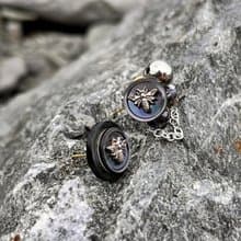 蜂后・黑蝶貝不對稱中古重工手工耳環耳釘耳夾復古小眾送禮原創