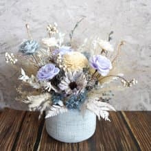 【竒植花物】優雅法式灰紫永生花乾燥花盆花 開幕 喬遷盆栽