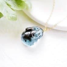 稀少美物 海藍寶黑爆閃超肥兔兔 14K