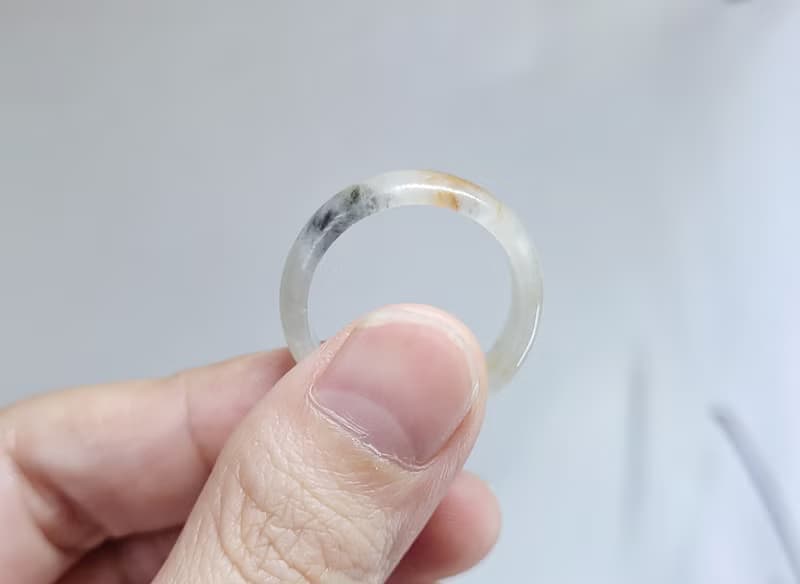 【親翠】天然翡翠 三花特殊款美手指鐲18號戒圈 畢業禮物