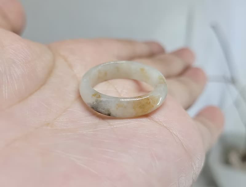 【親翠】天然翡翠 三花特殊款美手指鐲18號戒圈 畢業禮物