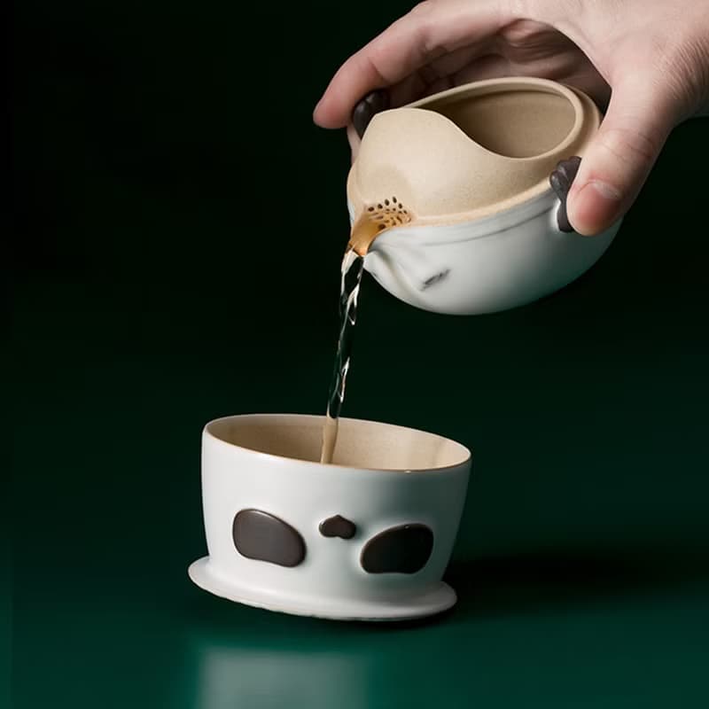 中國熊貓功夫茶具便攜茶杯帶包