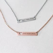愛永不失敗Love never fails鈦鋼鏤空愛心銀玫瑰金項鍊/福音飾品