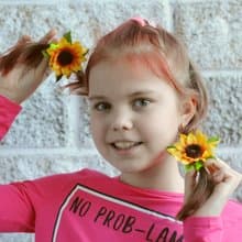 Hair ties with Sunflowers flowers. Floral hair accessories.  Hair ornaments kids