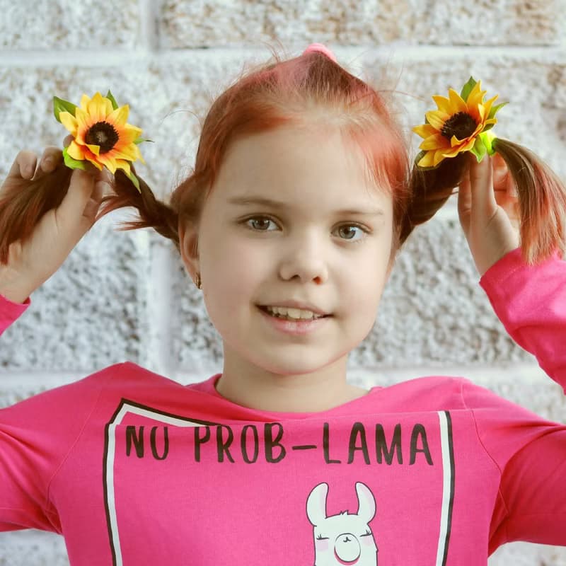 Hair ties with Sunflowers flowers. Floral hair accessories.  Hair ornaments kids