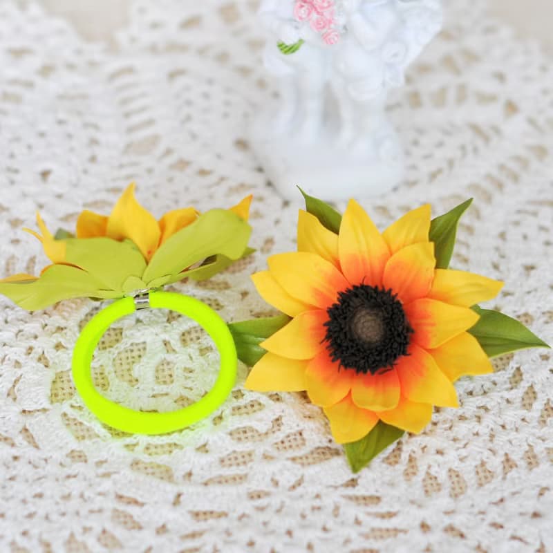 Hair ties with Sunflowers flowers. Floral hair accessories.  Hair ornaments kids