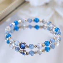 限量。海藍寶 拉長石  藍晶石 磷灰石 普魯士藍色系 水晶手鍊