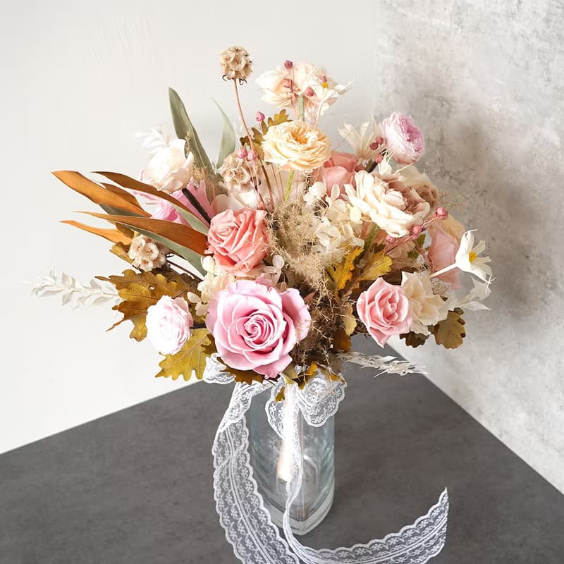 【竒植花物】浪漫永生乾燥新娘捧花 求婚花束 情人節花束