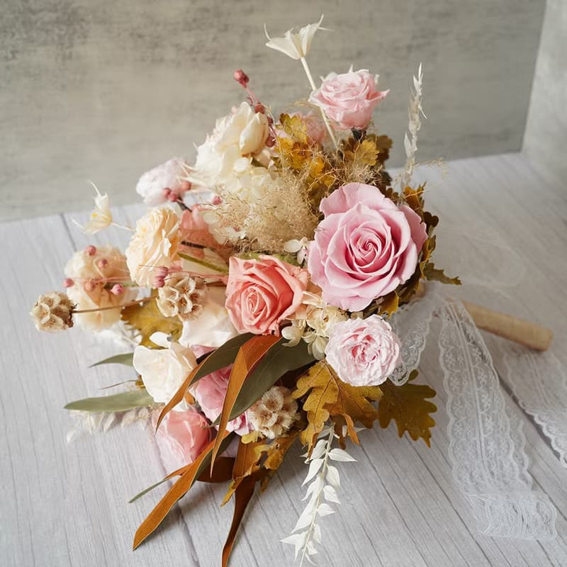 【竒植花物】浪漫永生乾燥新娘捧花 求婚花束 情人節花束