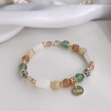 綠草莓晶 黑草莓晶 白水晶 太陽石  天然水晶手鏈