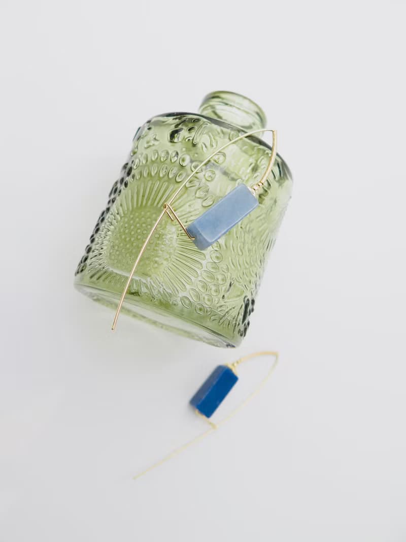 COLE COOL型格藍色天然石14kgf種子系列耳環