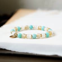 天河石 金髮晶 月光石 手鍊 天然礦石水晶