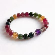 寶石系 天然礦石 濃彩碧璽7.8 烏拉圭紫水晶 925純銀 手鍊