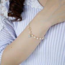 │14kgf輕珠寶│珍珠海藍寶水晶手鍊