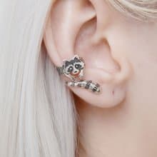 Raccoon ear cuff silver no piercing, raccoon earring