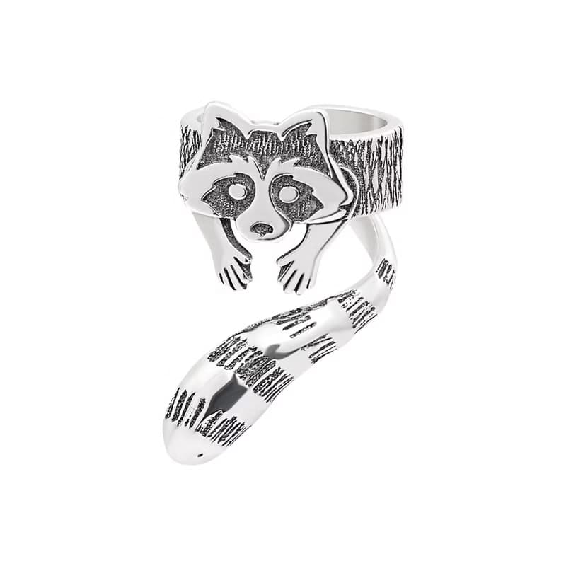 Raccoon ear cuff silver no piercing, raccoon earring