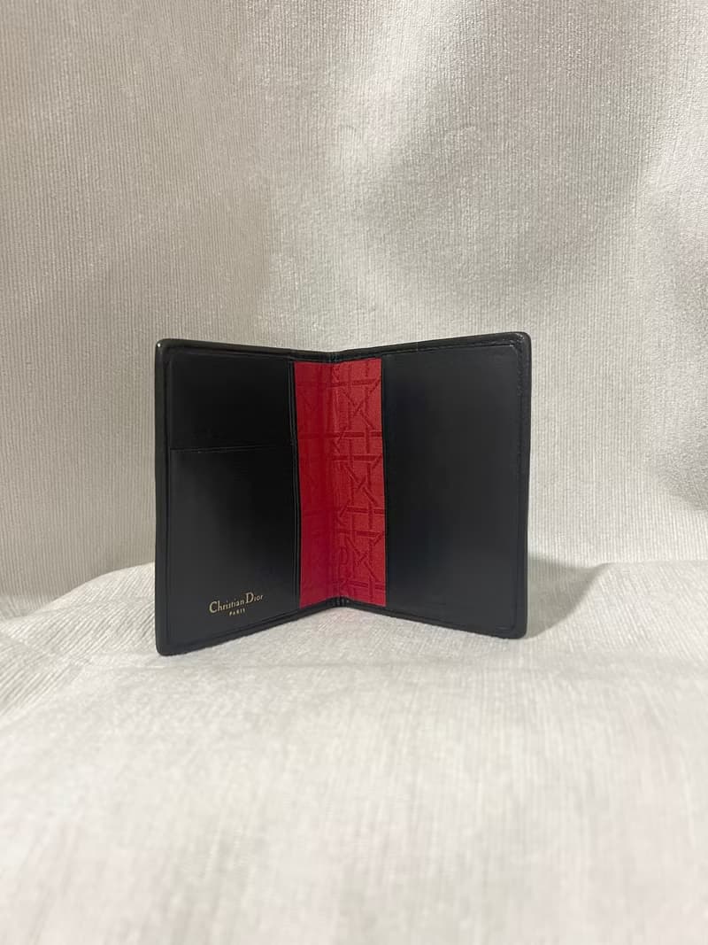 Dior稀有菱格黑色紅色內里CD花紋卡片套夾小錢包 日本中古vintage