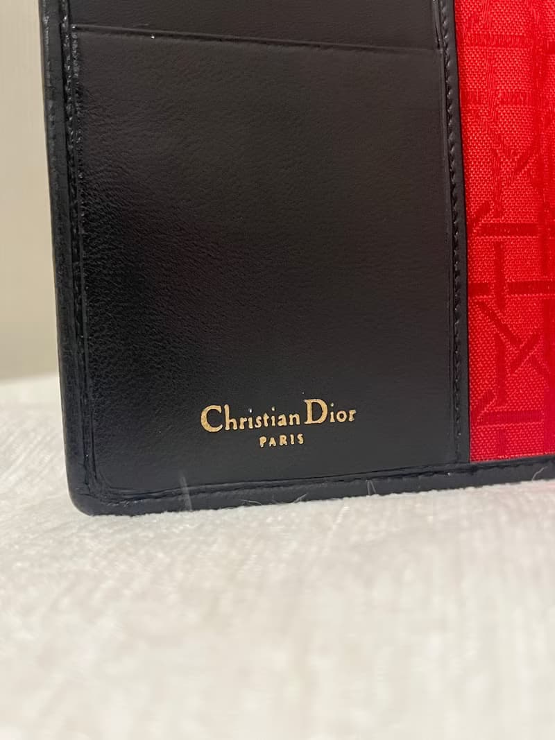 Dior稀有菱格黑色紅色內里CD花紋卡片套夾小錢包 日本中古vintage