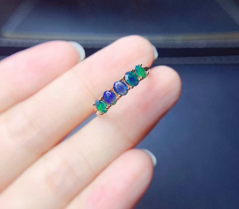 Black Opal Ring, Natural Opal Ring, Genuine Opal, Opal Silver Ring, Opal Jewelry