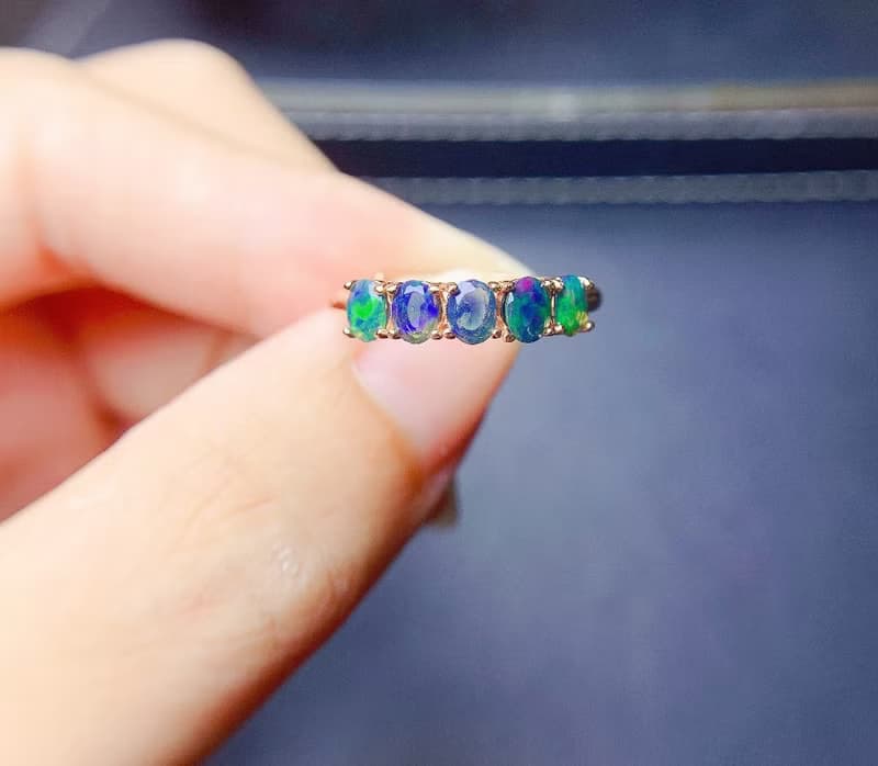 Black Opal Ring, Natural Opal Ring, Genuine Opal, Opal Silver Ring, Opal Jewelry