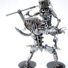 Monster & The Hunter SCRAP METAL Sculpture, Cool gift for him, Anniversary gifts
