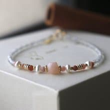 手鍊 粉紅澳寶 阿拉善石 珍珠 - 美好的早晨 -