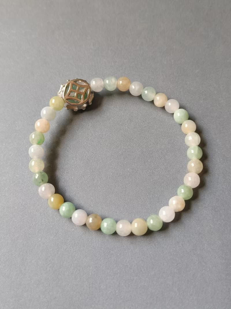 緬甸天然蛋面果綠冰種翡翠 冰種多寶珠 手作唯一手鍊