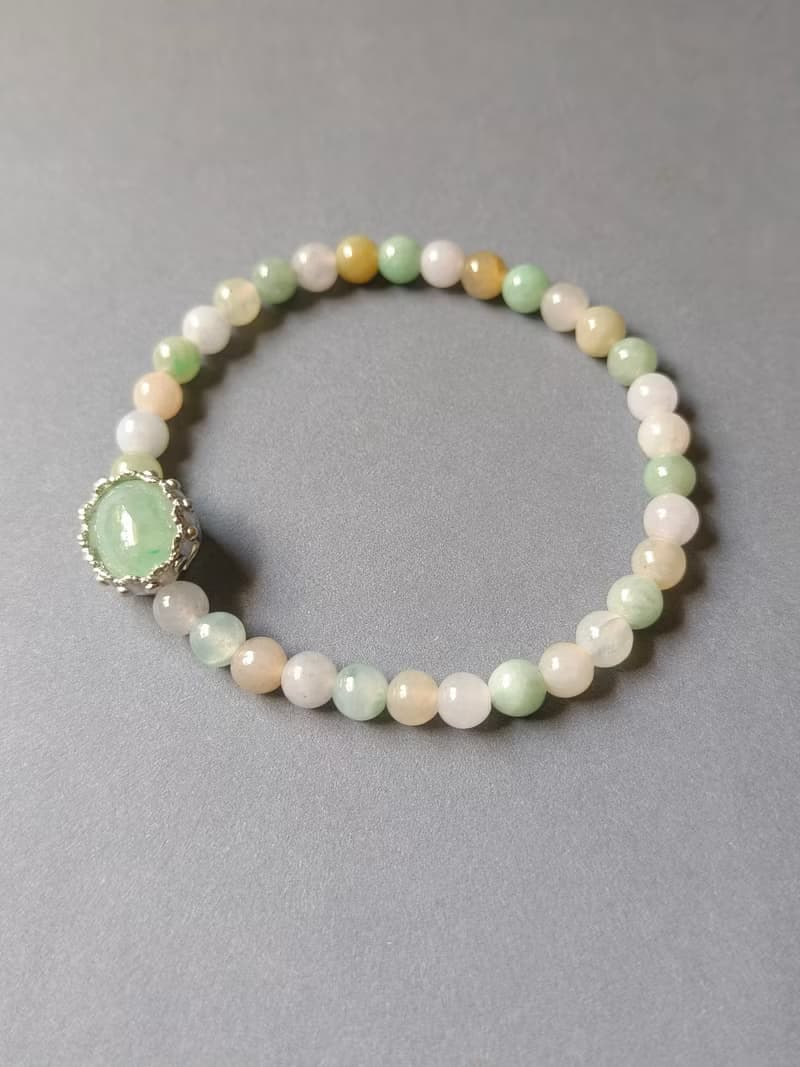 緬甸天然蛋面果綠冰種翡翠 冰種多寶珠 手作唯一手鍊