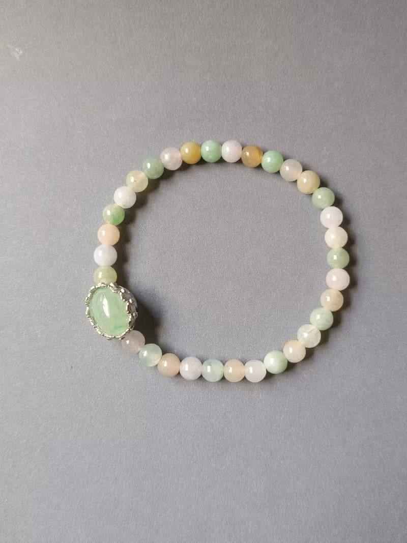 緬甸天然蛋面果綠冰種翡翠 冰種多寶珠 手作唯一手鍊