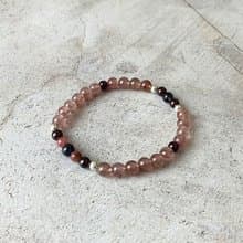 |極細系列|草莓晶 堇青石 碧璽 紫牙烏石榴石(4MM手鍊x手工製作)