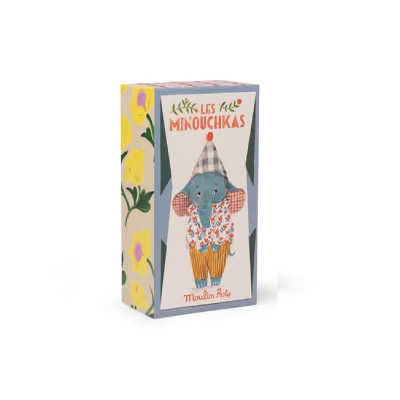 法國 Moulin Roty 米努奇卡斯系列小象巴伯羅玩偶禮盒