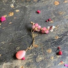 【母親節禮物】花見櫻花 天然粉紅碧璽 粉紅奧寶 單邊14KGF無痛耳