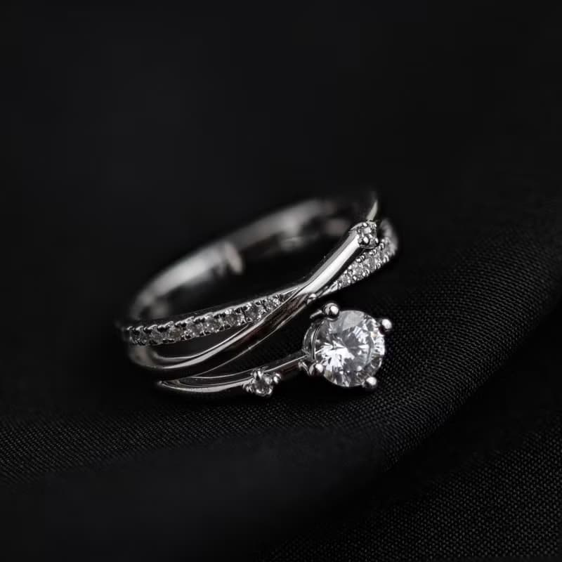 【求婚戒指】Meteor 許願 • 純銀戒指厚鍍18K金・結婚鑽戒