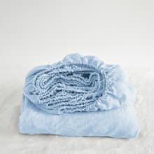 Sky blue linen fitted sheet / Softened linen bed sheet / Deep pocket