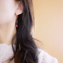 運気を上げる　プチリボン 赤サンゴのピアス　3月誕生石