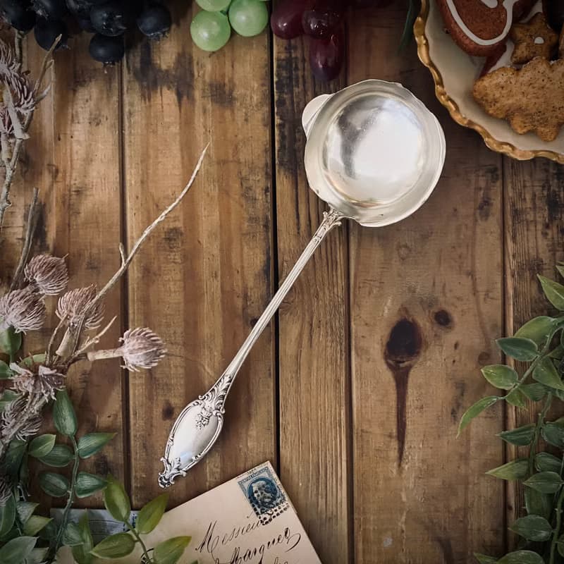 法國路易16風格 古董純銀湯勺