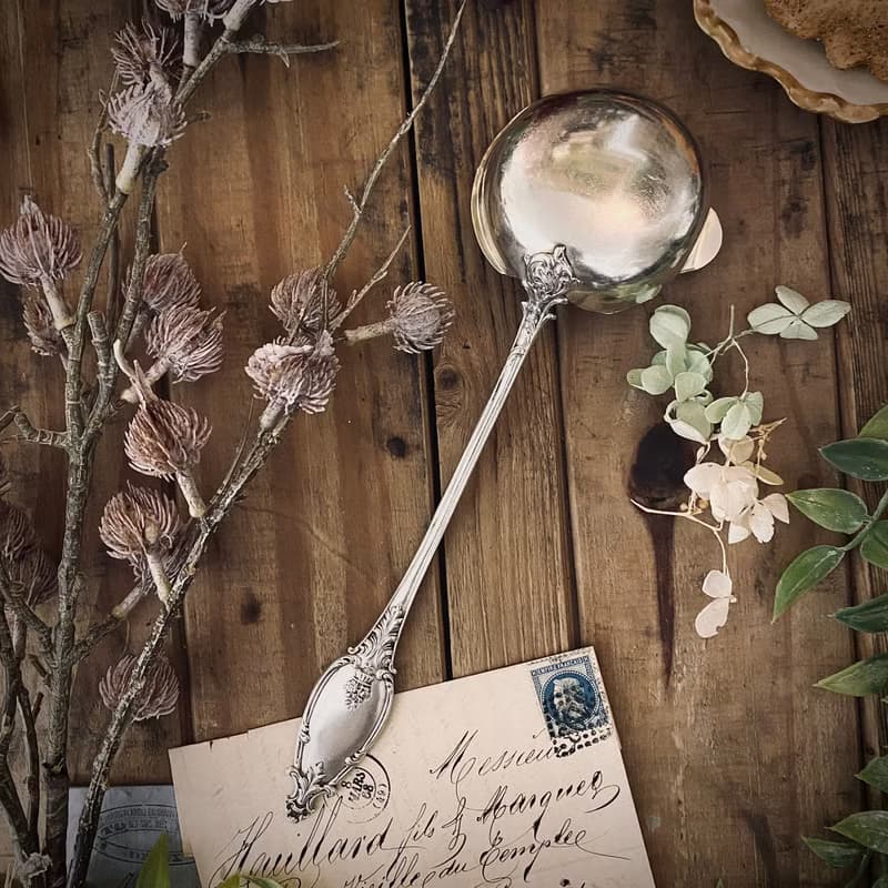 法國路易16風格 古董純銀湯勺