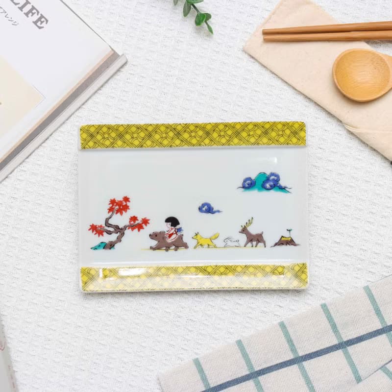 【九谷燒】青郊窯神話故事長盤-金太郎