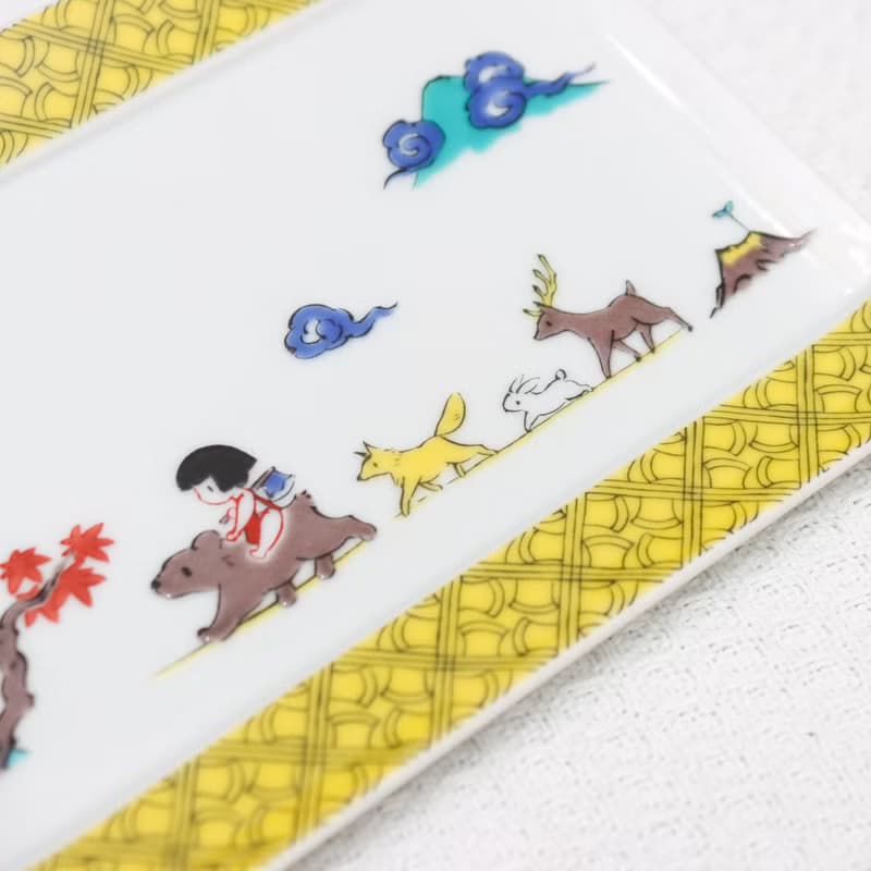 【九谷燒】青郊窯神話故事長盤-金太郎