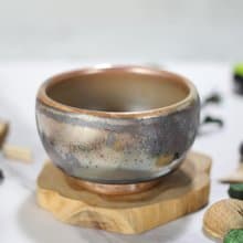 【送禮好物】110ml 柴燒 金屬彩光 手拉坯茶杯 鶯歌名家葉敏祥作
