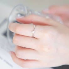 白水晶925純銀水滴爪鑲戒指 可調式戒指