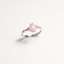 粉蛋白 10月生日石 夏天 純銀戒指