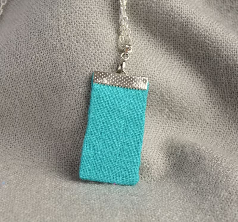 綠松石刺繡吊墜配黃色花朵亞麻項鍊母親節禮物