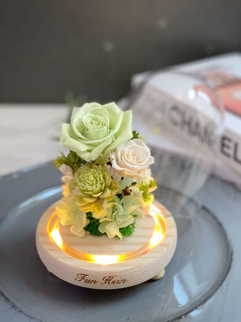 玻璃盅 不凋花 乾燥花 小王子 夜燈 送禮 情人節禮物 生日禮物