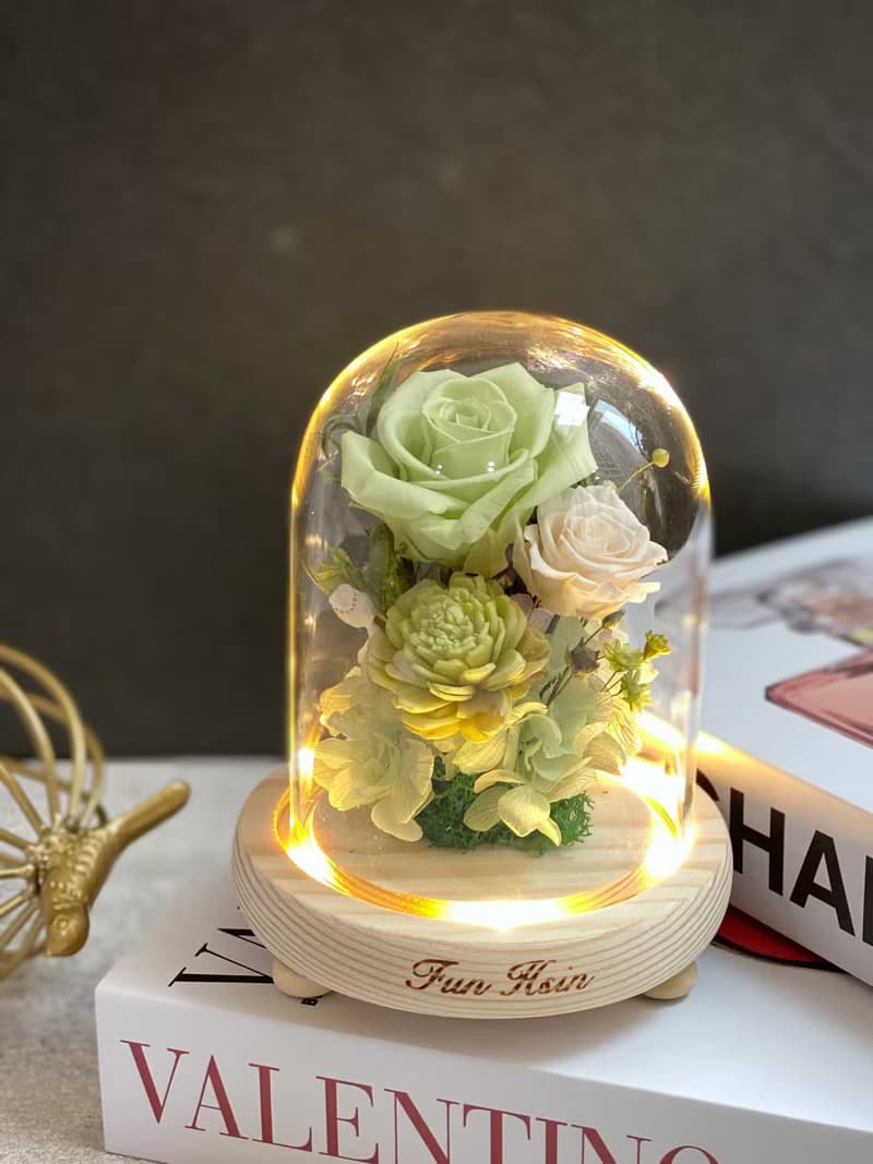 玻璃盅 不凋花 乾燥花 小王子 夜燈 送禮 情人節禮物 生日禮物