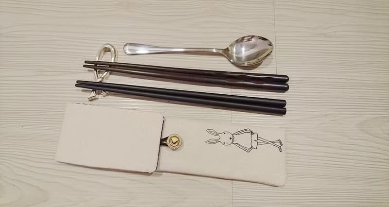 環保餐具收納袋 筷子袋 組合筷專用  手繪兔子小姐款
