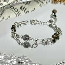 浪漫黑騎士水晶設計手鍊 - 醫療鋼/黑髮晶/金曜石